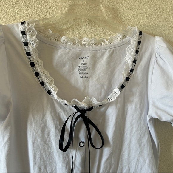 Little For Big One Piece Bodysuit Women’s Large White Black Coquette Cutesy Role - Picture 5 of 13